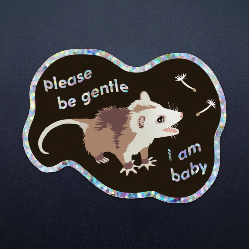 baby possum glitter sticker
