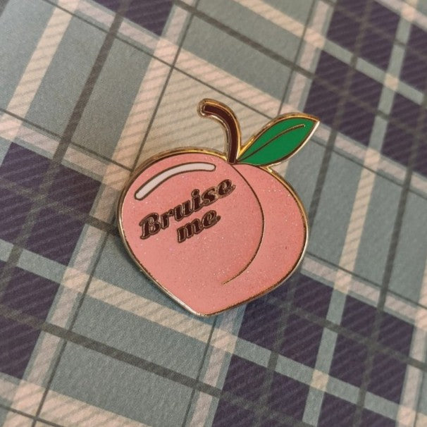 bruise me peach enamel pin