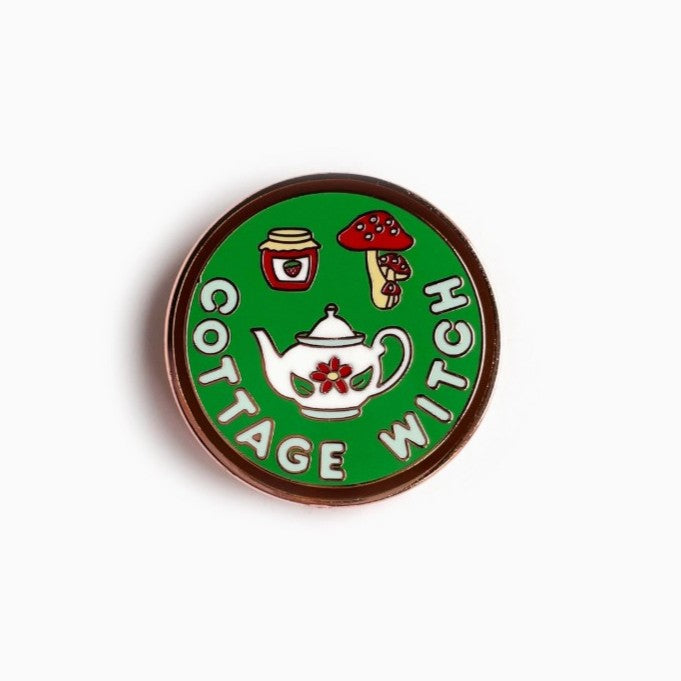 cottage witch enamel pin