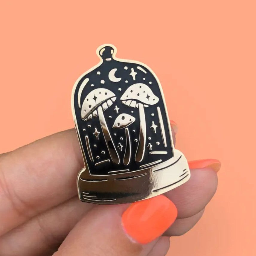midnight mushroom enamel pin