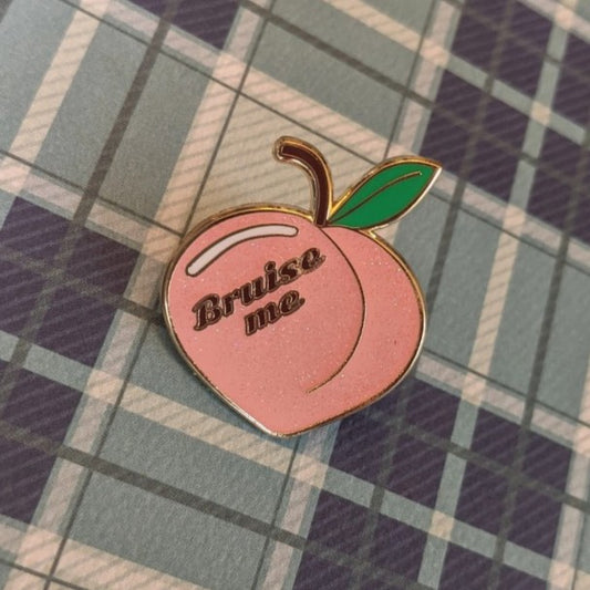 bruise me peach enamel pin