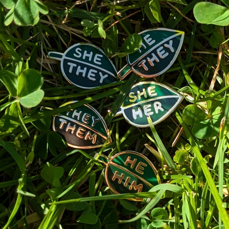 leafy pronoun pin - he/him