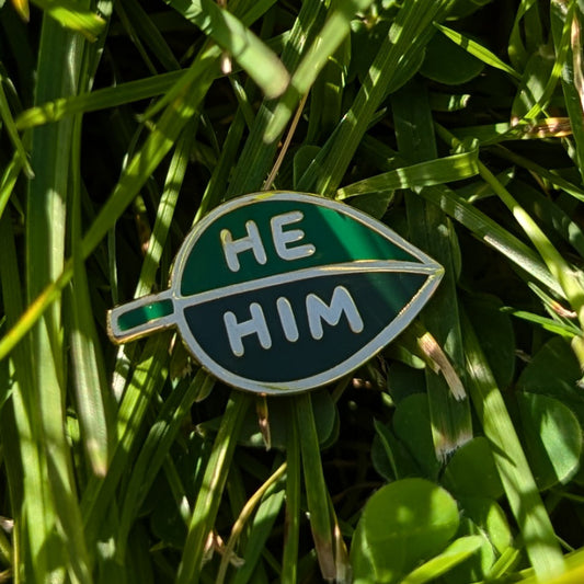 leafy pronoun pin - he/him