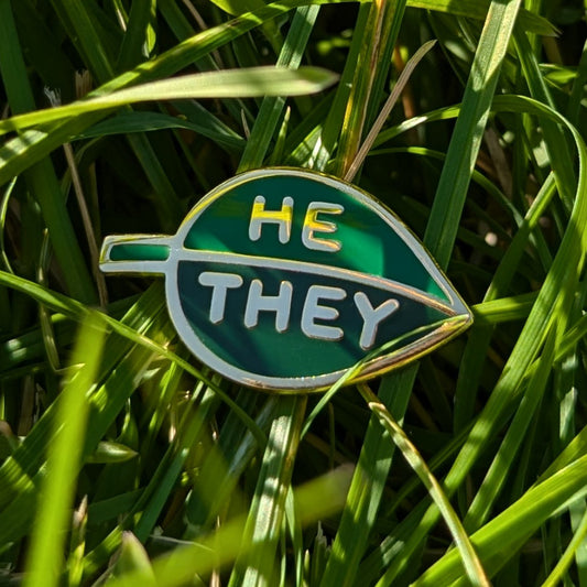 leafy pronoun pin - he/they