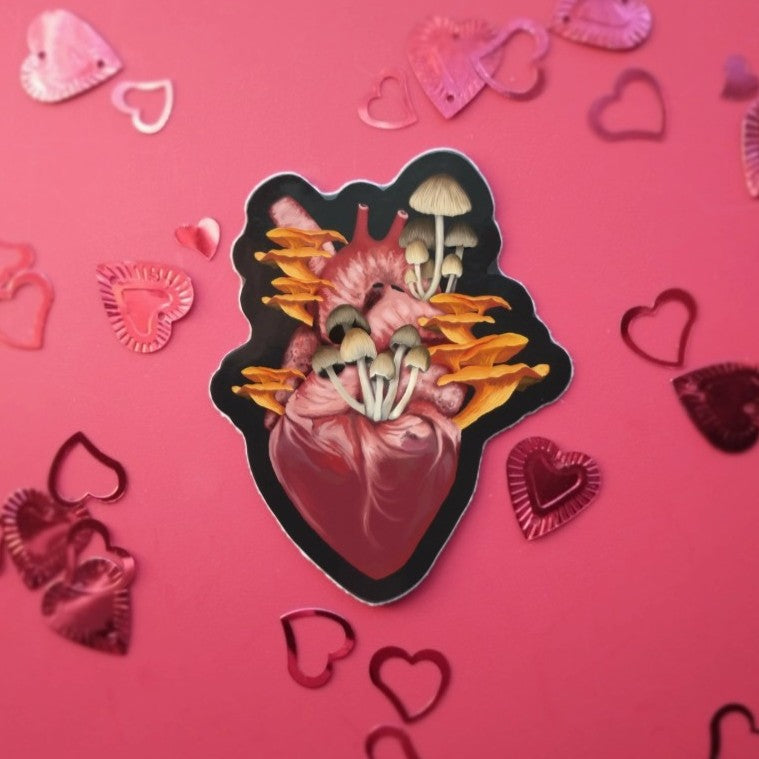 mushroom heart sticker