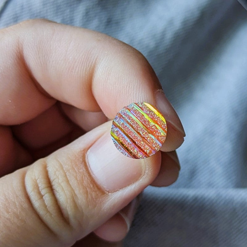 peachy pink iridescent lapel pin